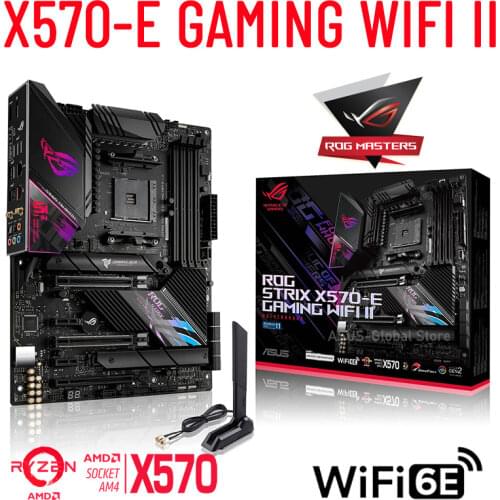 Socket AM4 Asus ROG STRIX X570-E GAMING Motherboard AM4 DDR4 PCI-E 4.0 SATA3 CrossFireX RGB X570 Placa-Mãe AM4 Gaming ATX New
