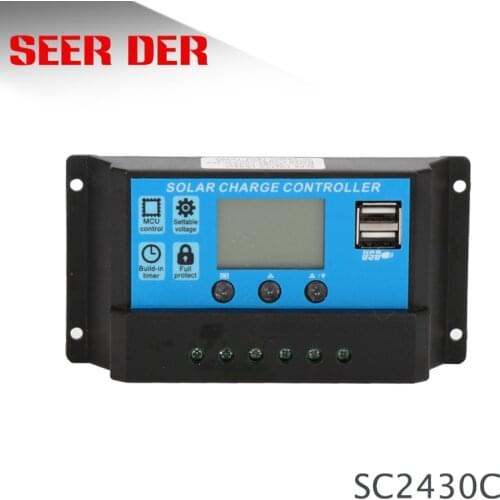 30A 20A 10A 12V 24V Auto PWM Solar Charge Controller With LCD Dual USB 5V Output Solar Cell Panel Regulator PV Home