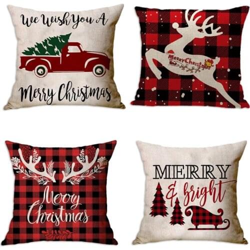 Christmas Pillow Case 45x45 Pillowcase Sofa Cushions Pillow Cases Cotton Linen Pillow Covers Home Decor