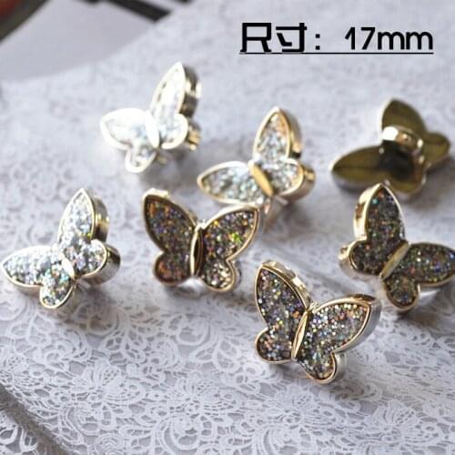 DIY high quality bling-bling gold Rhinestone mini butterfly partern Button shoes shirt coat button size:17mm