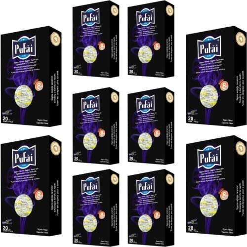 Pufai Cigarette Filters Regular Tar Blocker 8 mm 200 Piece in 10 Boxes Dark