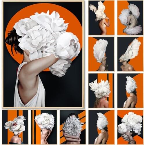 Modern Head Flower Lady Figure Picture Canvas Painting Wall Art Poster and Print Nordic Fashion Home Decor for Dormintory Design