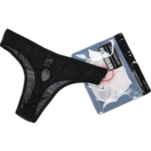 2020 New Transparent Ice Silk Mesh Ultra-thin Thong Mens Bikini Underwear Gay Underwear Sexy Jockstrap G-string Bikini Briefs