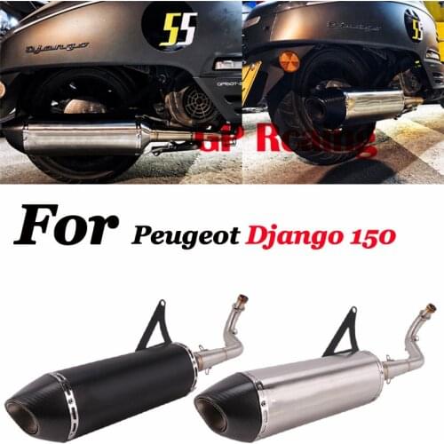 For Peugeot Django 150i Full System Motorcycle Exhaust Front Middle Link Pipe Escape Muffler Carbon Fiber Pipe Without DB Killer