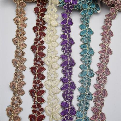 14.5ards High quality Metallic Rayon Embroidery Scalloped Lace Trim for Bridal Wedding wide 3.5cm 6colors