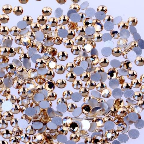 Gold Champagne SS3-30 And Mixed Sizes Non HotFix Rhinestones For Nails Art Decoration Flatback Strass Stones DIY Crafts Garments