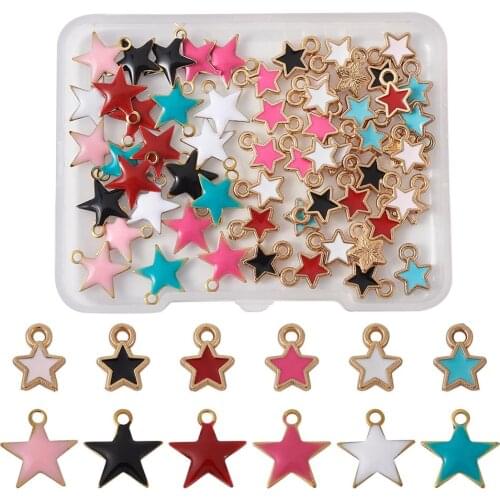 1Box Mixed Color Alloy Enamel Charms Mini Stars Charms Pendant For DIY Bracelet Necklace Jewelry Making Finding Accessories
