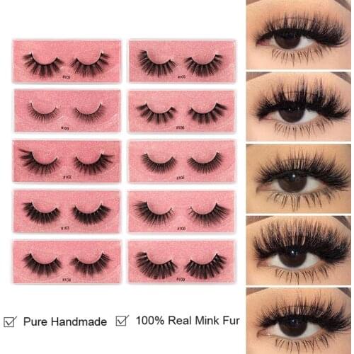1 pair 3D Mink Lengthening False Eyelashes Soft & Thick Fake Eyelash Long Lasting Handmade Eyelashes Extension Cosmetic Tools