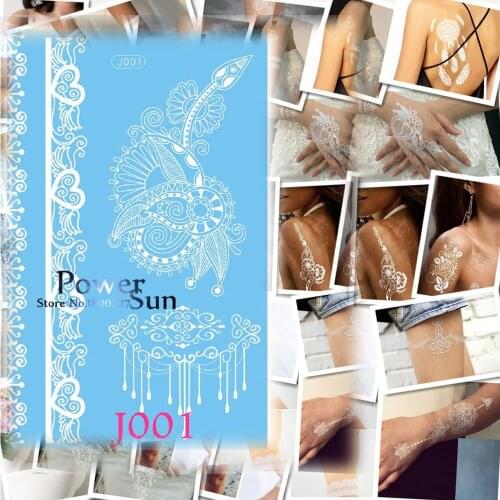 1PC Sexy Lace Bracelet Design White Henna Tattoo Body Art Arm Temporary Tattoo Sticker Waterproof Flower Arm Tatoo Jewelry PJ001