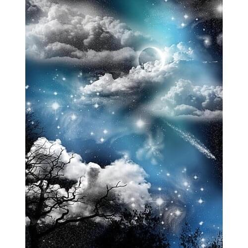 150*220cm Dark Clouds Shining Star Background for Photography Blue Sky Photo Backdrops Background for Studio Custom Size