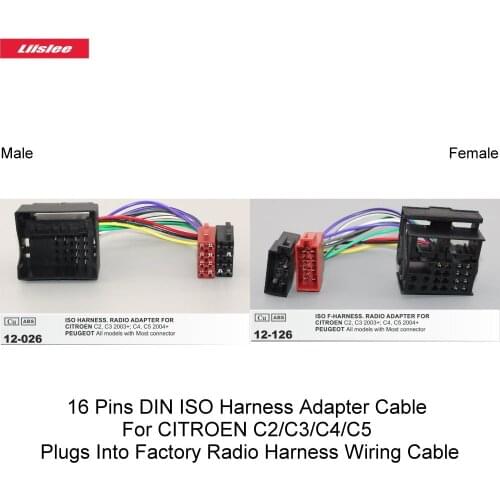 16 Pins DIN ISO Adapter For CITROEN C2/C3/C4/C5 Plugs Into Factory Radio Harness Wiring Cable