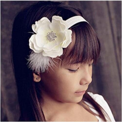 2017 fashion cute Children hair accessories baby Feather Headband flower rhinestone headbands girls hair band headwear retail
