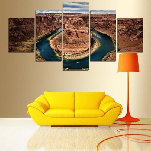 2017 Sale Real Fallout Paintings 5 Panels Painting Canvas Wall Art Majestic Mountains Pictures For Living Room