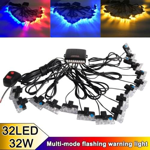 32LED Ultra-thin Car Truck Emergency Light Flashing Firemen Lights Ambulance Police Light Strobe Warning Light Signal Lamp DRL