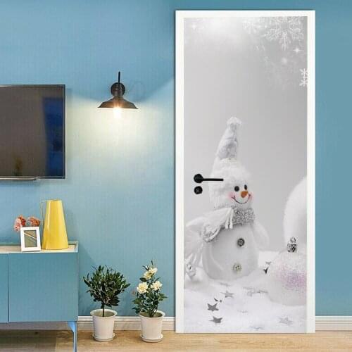 3D creative Cartoon snowman door stickers wall stickers self-adhesive waterproof removable