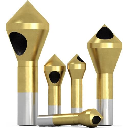 4Pcs Countersink Deburring Bit Set Titanium Coated Chamfering Drill Oblique Taper Hole Countersunk Head Chamfering Tools