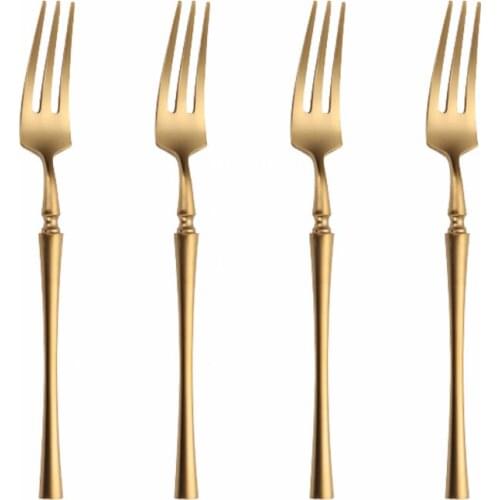 4Pcs Gold Tea Forks Creative Stainless Steel Forks Coffee Christmas Gifts Kitchen Accessories Tableware Decoration Dessert Forks