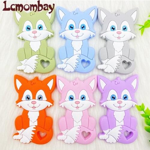 5/10PCS BPA Free Baby Silicone Teether Rodent Silicone animal Fox Pacifier teeth Pendant Silicone Beads Chew Biter Children Good