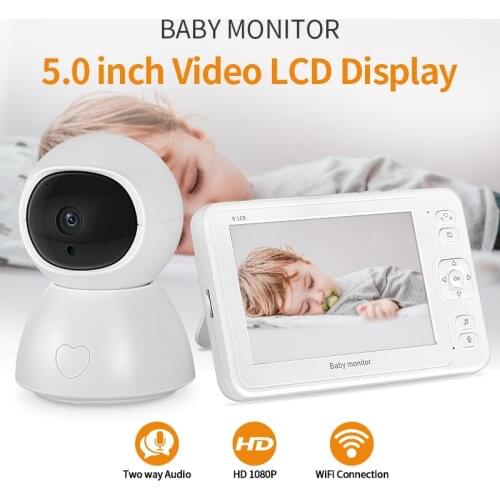 5 Inch IR Night Vision Baby Monitor 1080P HD WiFi Video Nanny Baby Camera 360' Smart Home Wireless IP Camera