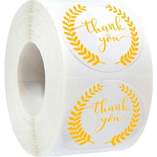 50-500pcs labels thank you stickers seal label Golden olive branch custom sticker scrapbooking for gift decoration stationery