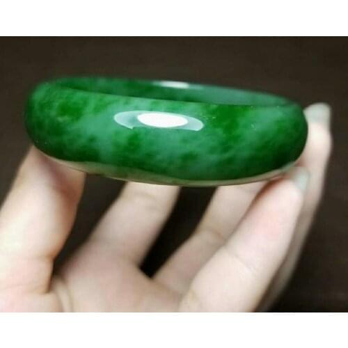 H14#Russian material and Tian Yu ice bottom spinach green jasper bracelet