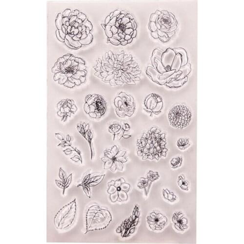Flower Leaf Transparent Clear Silicone Stamp Seal DIY Scrapbook Rubber Stencil Coloring Diary Decoration Office School Supplies