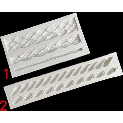 Long Strips of Woven Hemp Rope Shape Cake Side Decorated Silicone Molded Sugar Baked Chocolate Baking Accessories