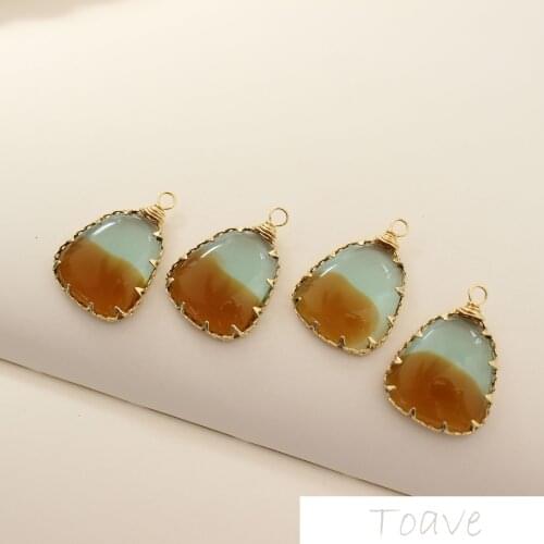 Two-Color Resin Copper-Coated Lace Phnom Penh 18K Real Gold Pendant DIY Ear Stud Material Accessories