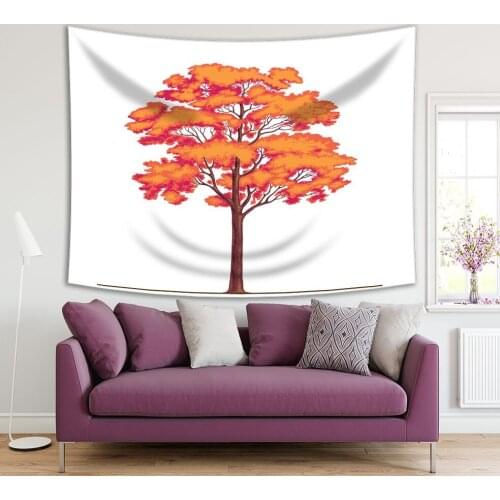 Tapestry Autumn Tree Branches Leaves in Orange and Brown Colors Nature Countryside Landscape Artwork