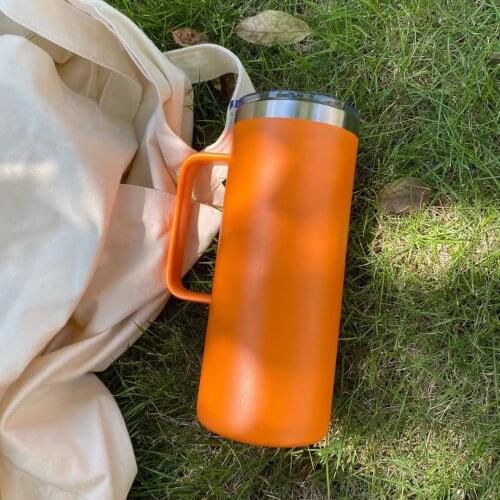 32oz Milk Coffee Mug Stainless Steel Double Wall Reusable Tumbler Handle Cup With Lid Kitchen DrinkwarCup