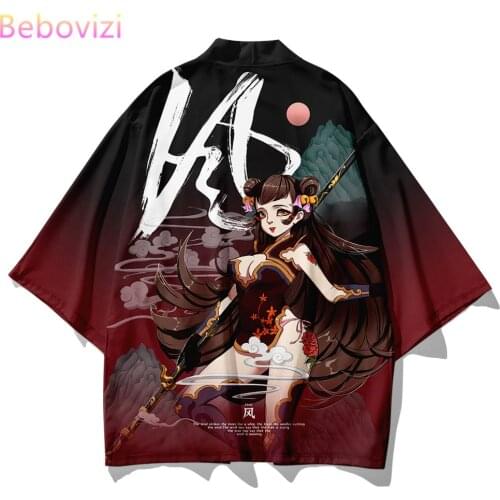 2pcs Suit Plus Size S-6XL Loose Japanese Cardigan Women Men Cosplay Yukata Clothing Samurai Summer Harajuku Kimono + Pants Sets