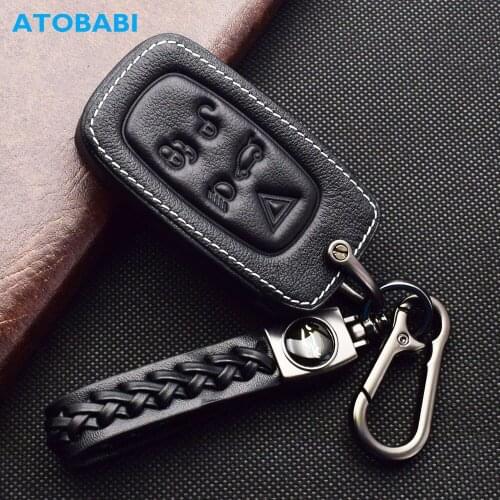 Leather Car Key Cases For Land Rover Discovery Range Rover Sport Evoque LR2 LR4 5 Buttons Smart Remote Control Protector Cover