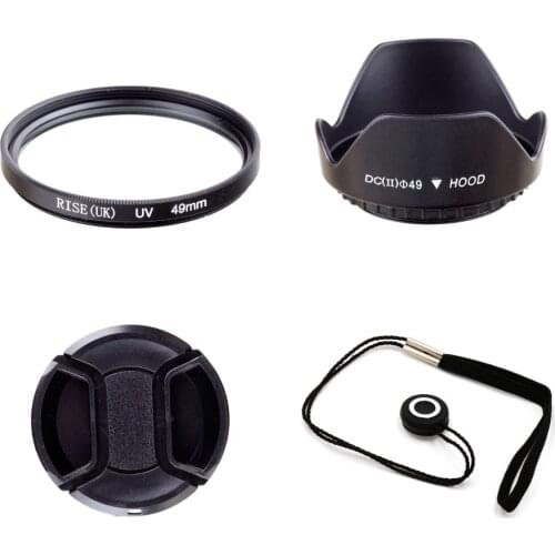 100% GUARANTEE Lens Cap+Hood+UV Filter+gift For 49mm Panasonic DMC GF3 G3 14-42mm FZ100 FZ40 FZ45