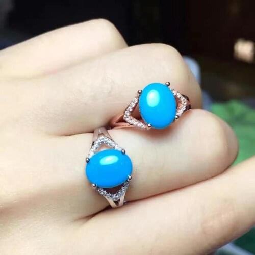 The Best GiftFor your girl Friend Turquoise Ring 925 sterling silver Fine jewelry Natural and Real Turquoise Ring