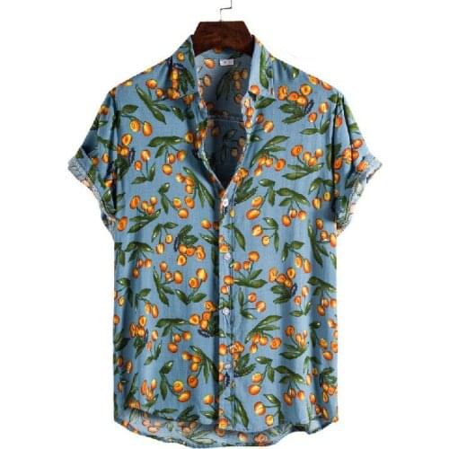 Men Summer Shirts Blouse Cardigan Short Sleeve Clothes Hawaiian Beach Flower Shirt Men Turtleneck Dress Shirt chemise homme