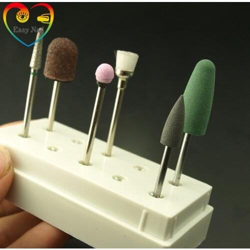 EasyNail~6PCS/box Bits set Diamond Nail Drill Set Korund Material Nail Cuticle Clean Milling Manicure Drill Bits with Box