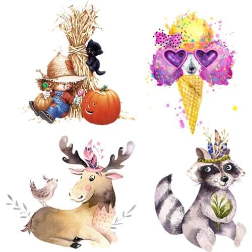 Unicorn Patches Iron On Transfer For Clothes T-Shirts Heat Vinyl Transfer Stickers Cartoon Cute Cat Thermal PVC Patch Applique