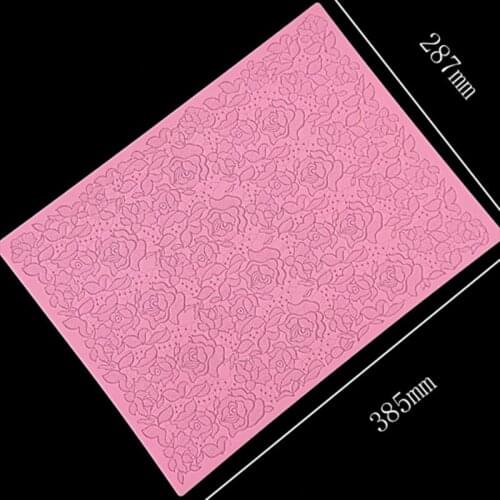 New Large Size Silica Lace Mold Rose Texture Cake DIY Decoration Tool Lace Pad Wedding Flower Embossing Mold LS-02