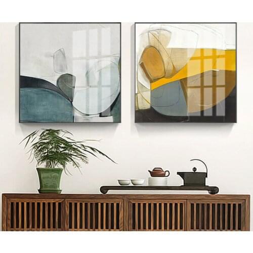 New Chinese Style Modern Minimalist Landscape Decoration Background Wall Abstract Art Triple Bedroom Square Hanging Painting