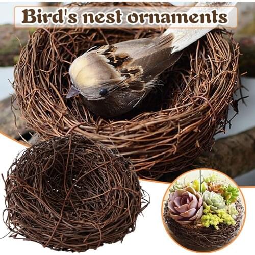 Easter Rattan Nest Tabletop Quail Egg Candies Bowl Ornament Mini Bonsai Flowerpot Eggs Holder Braided Balcony Bird Love House