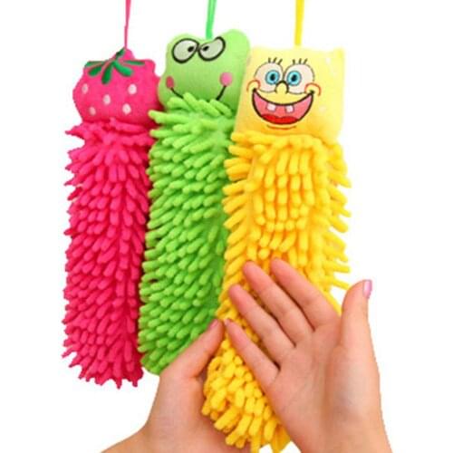 Cute Cartoon Hanging Towel South Korean Childrens Chenille Bathroom Kitchen Thickened Absorbent Towel