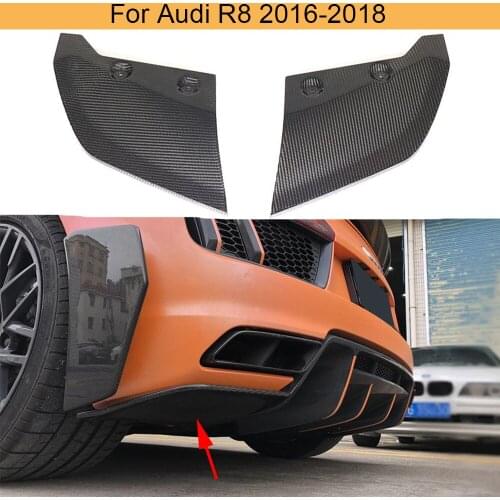 Car Rear Bumper Splitters Diffuser For Audi R8 Coupe Convertible 2016 - 2018 Rear Bumper Splitters Diffuser Lip Carbon Fiber