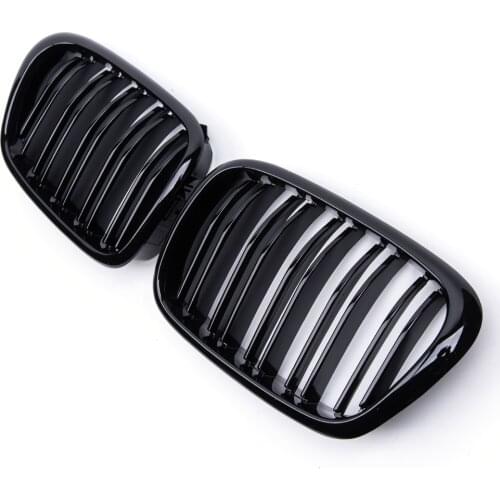 A Pair Dual Slat Car Front Grill Kidney Grille Racing Grill for BMW E39 5 Series 520 525 528 1999-2003 Auto Accessories