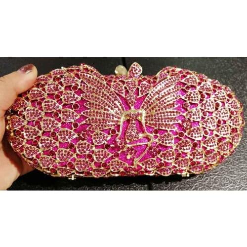 Luxury Crystal fuchsia Evening Bags angel Pattern Box Clutch Bags Yellow Women Wedding Bags Drop shipping sc913