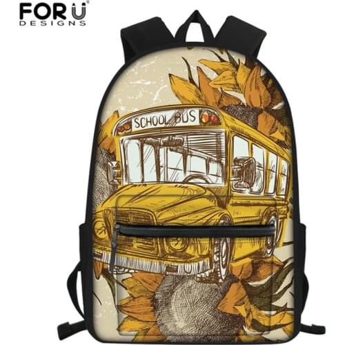 FORUDESIGNS School Bags for Kids Girls Schoolbag School Bus Print Children School Backpack Girl Bag mochila infantil