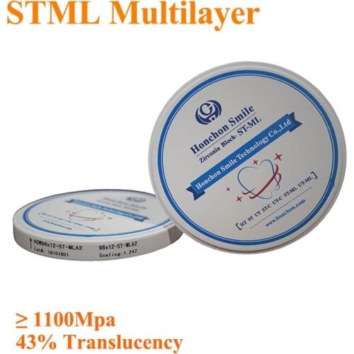 ST-ML 98*20mm dental Multilayer Zirconia Blank Super Transluency/ multilayer zirconia block/ Vita 16 shades