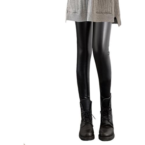 V-TREE Girls Faux Leather Pants Plus Velvet Pencil Pants Thicken Trousers High Quality Kids Slim Skinny Childrens Leggings