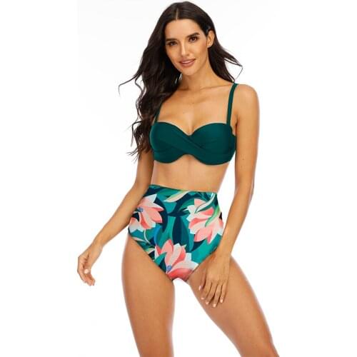 Womens Bikini Set Swimsuit Floral Print Swimwear 2021 New Bathing Suits Swimming High Waist String Thong Sexy