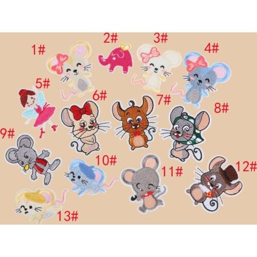Animal iron on mouse patches for clothing Small embroidery ironing cute applique parches animals sticker for bag backpack jeans