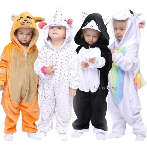 Girls Boys Winter Kugurumi Pajamas Children Onesies Christmas Cosplay Costumes Flannel Sleepwear Unicorn Onesie Pyjamas For Kids